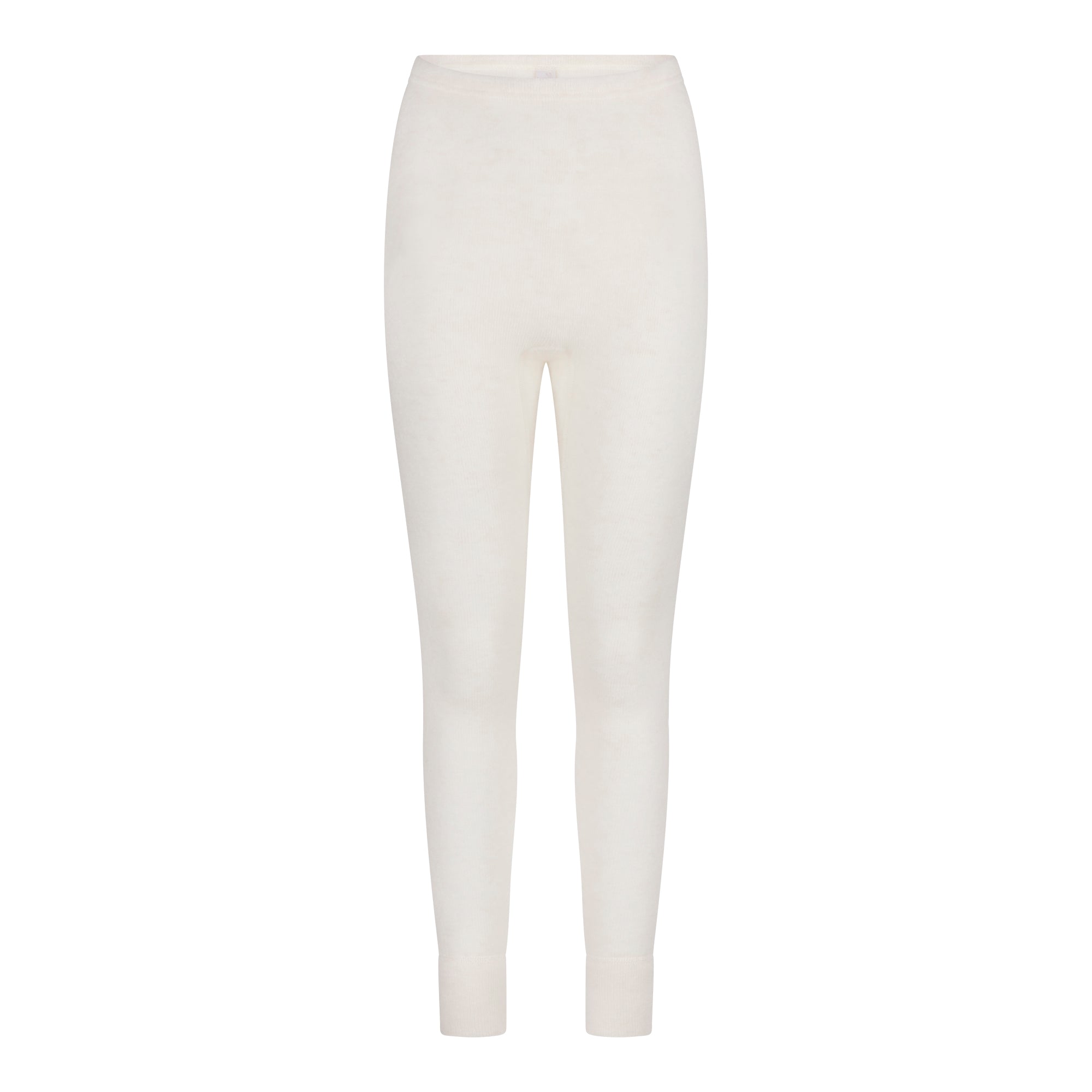 ALPAKA Damen Leggins ALBERTA, flach ausgelegt, zeigen lange, cremefarbene Thermoleggings mit alpakafaser-basierten Thermoeigenschaften für Wärme und Komfort, ideal für kalte Tage drinnen und draußen.