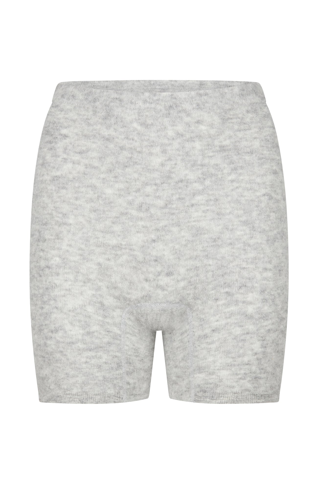 ALPAKA Damen Panty AMARU: Hellgraue, hochgeschnittene Strickshorts aus weicher Alpakafaser, bieten außergewöhnlichen Tragekomfort und Eleganz, ideal für stilbewusste Frauen.